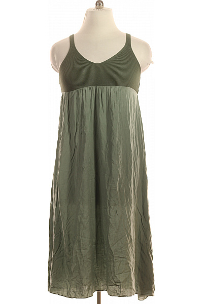 ZAUBERSTERN zelené šaty na ramínka midi volnočasové žebrované Velikost L | ZAUBERSTERN | obrázek 2