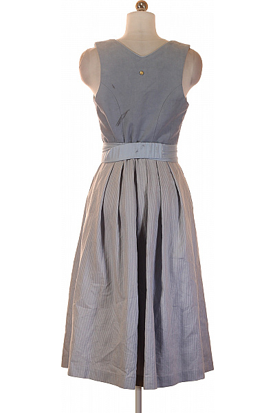 ALPENHERZ Modré Dirndl Krátké Na Ramínka S Páskem Plisované Letní Vel. 36 | ALPENHERZ | obrázek 2