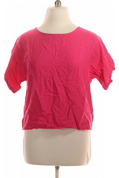 LAWRENCE GREY Dámská Viskózová Halenka Růžová Krátký Rukáv Volná Crop Letní Vel. 44