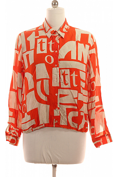 Emily Van Den Bergh Oranžová Vzorovaná Košile S Dlouhým Rukávem A Potiskem Vel. 40