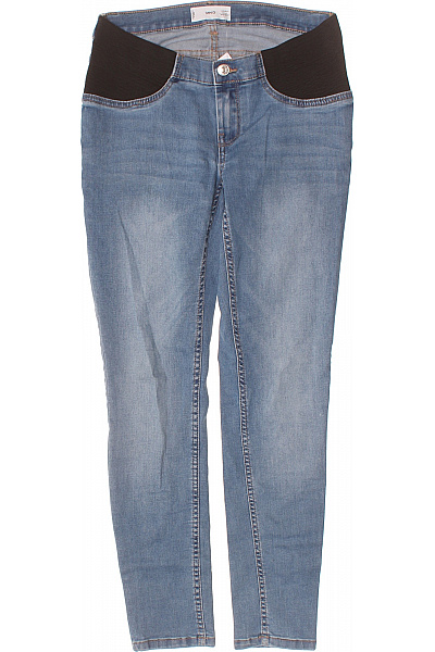 MANGO Dámské Těhotenské Džíny Modré Strečové úzké Seprané Velikost S