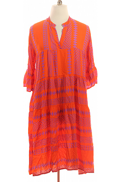 miss goodlife Oranžové šaty tunikové s krátkým rukávem a vzorem Velikost L | miss goodlife | obrázek 2