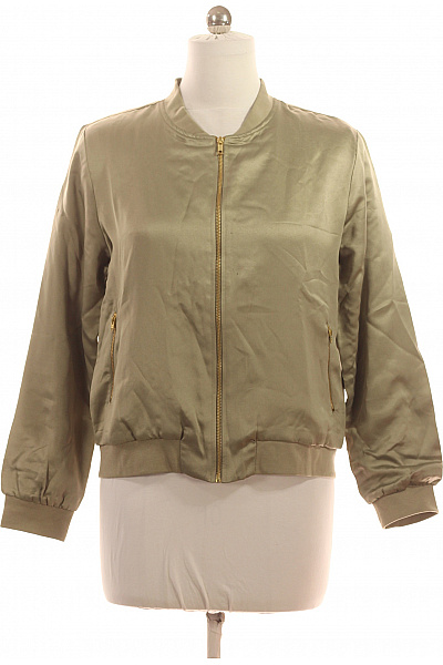 LAWRENCE GREY Dámská Bomber Bunda Polyesterová Khaki Lesklá Krátká Bomber Styl Na Jaro Vel. 38