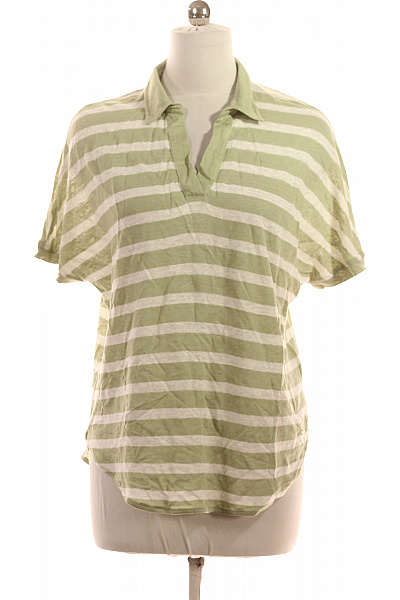 BRAX Dámské lněné pruhované tričko zelené s krátkým rukávem a límečkem Vel. 42 | BRAX | obrázek 2