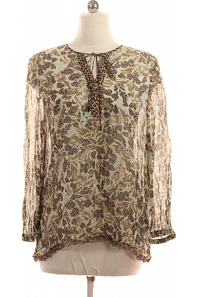 MARCCAIN Viskózová Halenka Dámská Volná S Dlouhým Rukávem Květinová Vzorovaná Boho Vel. L