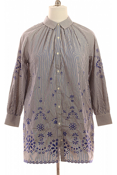 Scotch & Soda Dámské Košilové šaty S Dlouhým Rukávem Modré Pruhované Vyšívané Vel. 38