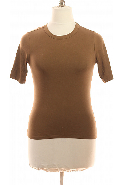 Hugo Boss Dámské Hnědé Basic Tričko S Krátkým Rukávem A Kulatým Výstřihem Vel. L