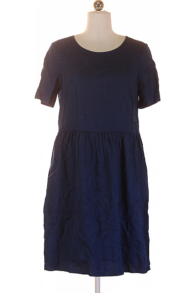 Marc O´Polo Dámské Modré Lyocellové šaty Krátký Rukáv Volné Empírové Denní Velikost XXS