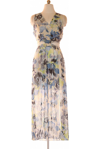 ZAUBERSTERN Dlouhé Maxi Šifonové Květované Letní Šaty Bez Rukávů S Výřezy Vel. S