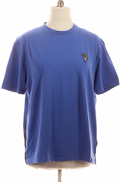 Karl Lagerfeld Pánské Tričko S Krátkým Rukávem Modré Bavlněné S Potiskem Basic Vel. 3XL