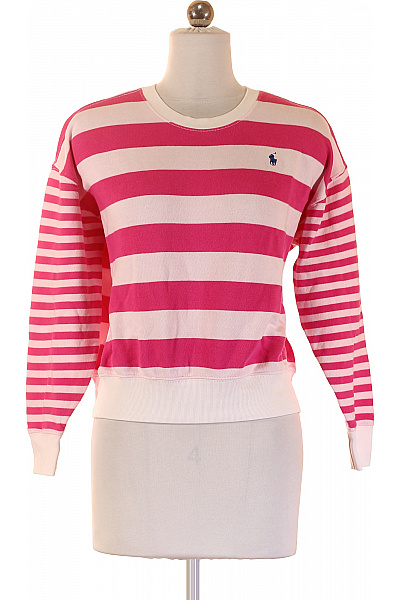 Ralph Lauren dámská pruhovaná mikina s dlouhým rukávem růžová bavlněná crewneck Vel. XL | Ralph Lauren | obrázek 2