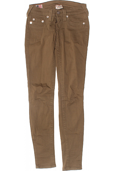 True Religion Dámské Hnědé Skinny Kalhoty Strečové Ležérní Dlouhé S Kapsami Vel. 23