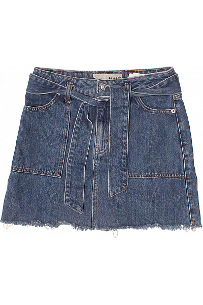 dámské džínové mini sukně s páskem a kapsami modré Vel. S | Unimoda | obrázek 2