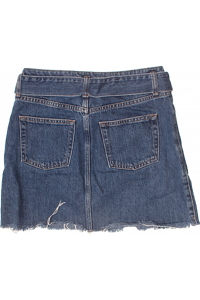 dámské džínové mini sukně s páskem a kapsami modré Vel. S | Unimoda | obrázek 3