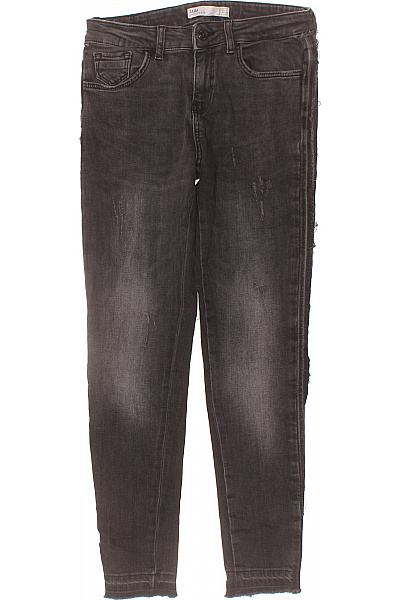 ZARA Dámské černé Skinny Džíny Seprané úzké Zkrácené Vel. 36