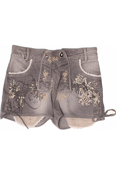 KRUGER Dámské šedé džínové kraťasy s potiskem květinové volnočasové Vel. 34 | KRUGER | obrázek 2