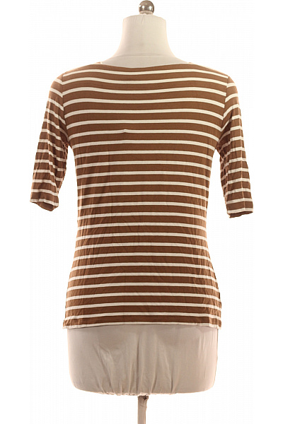 COMMA Dámské viskózové pruhované tričko hnědé s lodičkovým výstřihem Velikost EU 38 | COMMA | obrázek 2