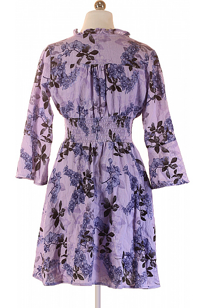 Dámské šaty s dlouhým rukávem květované volnočasové fialové Velikost S | Unimoda | obrázek 3
