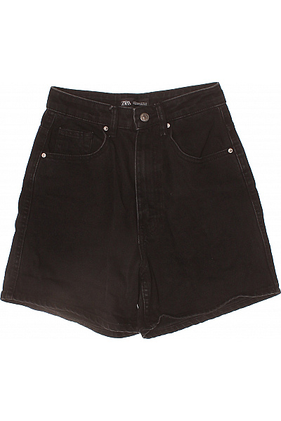 ZARA Dámské černé riflové kraťasy s vysokým pasem ležérní krátké Vel. 34 | ZARA | obrázek 2