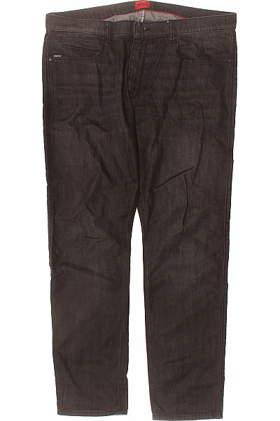 Hugo Boss Pánské Bavlněné Tmavě Hnědé Džíny Rovné Kapsy Vel. 36/32