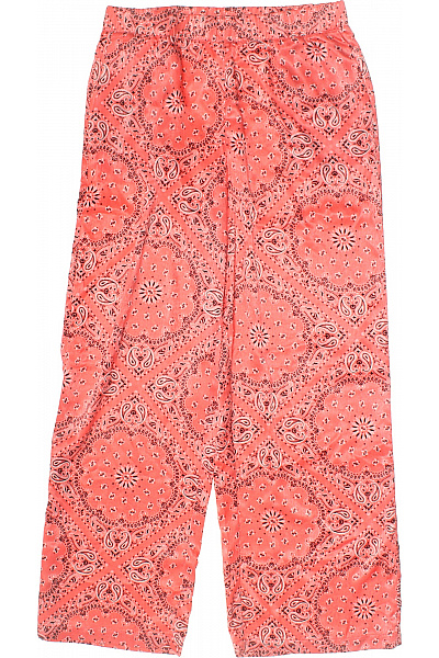 VERO MODA Dámské Saténové Kalhoty široké S Potiskem Oranžové Velikost L