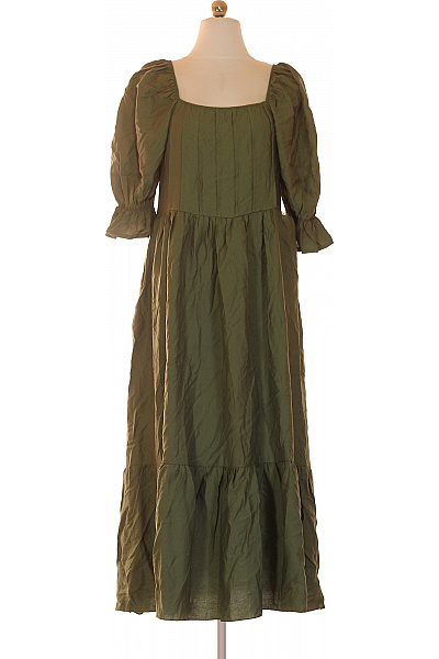 Carolina Cavour Zelené Maxi šaty S Krátkým Rukávem Volnočasové Boho Vel. M