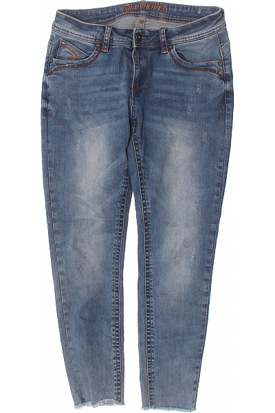 Blue Monkey Dámské Bavlněné Modré Džíny Skinny Seprané Zkrácené S Roztřepenými Nohavicemi Vel. 29