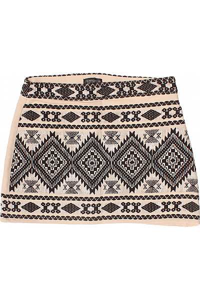 Topshop Krátká Vzorovaná Bavlněná Sukně S Výšivkou Béžová Velikost US 6