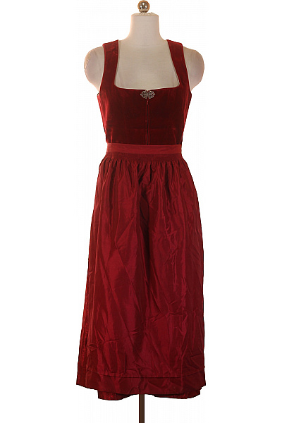 Wenger Červené sametové šaty bez rukávů midi elegantní společenské Vel. 34 | Wenger | obrázek 2
