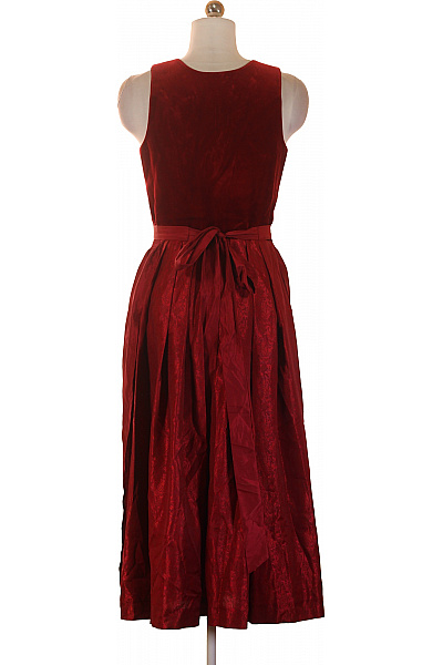 Wenger Červené sametové šaty bez rukávů midi elegantní společenské Vel. 34 | Wenger | obrázek 3