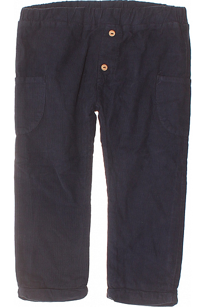 Dětské bavlněné tmavě modré manšestrové kalhoty kapsáčové volné | Unimoda | obrázek 2