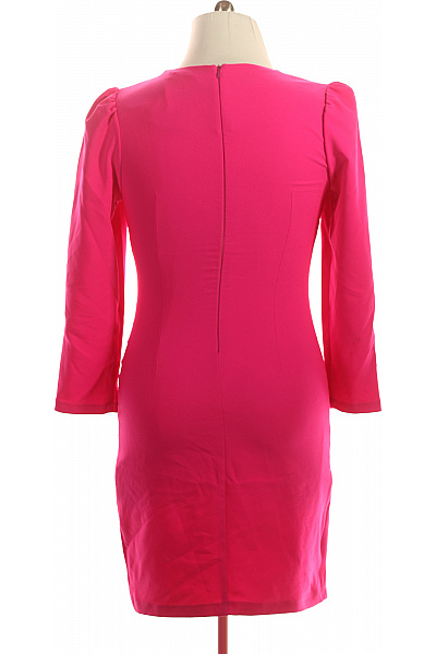 Joseph Ribkoff Růžové polyesterové mini šaty s dlouhým rukávem a řasením na párty Vel. IT 48 | Joseph Ribkoff | obrázek 2