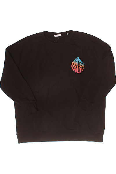Knowledge Cotton Apparel Pánská černá Mikina S Potiskem Přes Hlavu S Dlouhým Rukávem Velikost S