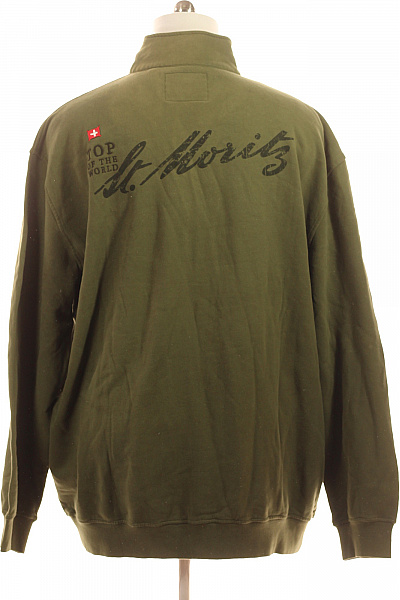 Zelená mikina bez kapuce na zip s výšivkou Vel. 4XL | Unimoda | obrázek 3