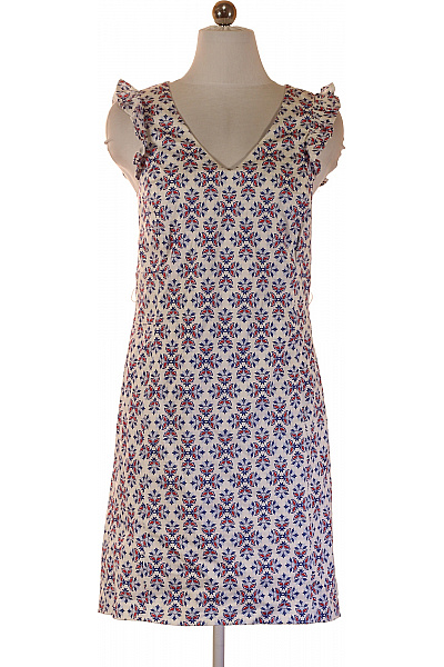 Cortefiel Dámské šaty Bez Rukávů S Potiskem Letní Volnočasové Velikost S