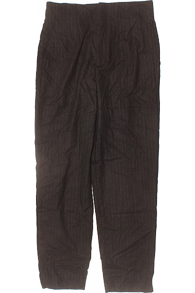 ZARA Dámské oblekové kalhoty hnědé pruhované elegantní rovné do kanceláře Velikost 34 | ZARA | obrázek 2