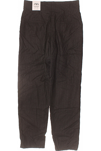 ZARA Dámské oblekové kalhoty hnědé pruhované elegantní rovné do kanceláře Velikost 34 | ZARA | obrázek 3