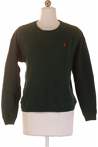 Ralph Lauren Dámská Bavlněná Tmavě Zelená Mikina Přes Hlavu S Výšivkou Vel. S