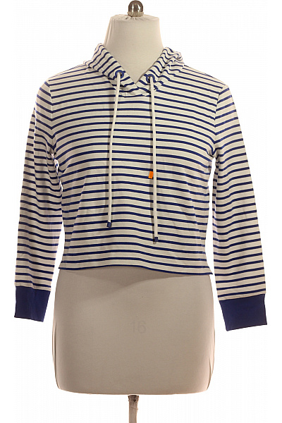 MAX&CO. Dámská Bavlněná Pruhovaná Mikina S Kapucí Crop Námořnický Styl Vel. L