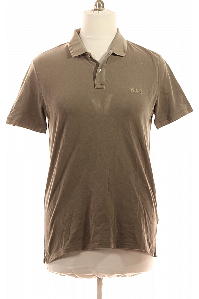 Woolrich Pánské Bavlněné Khaki Polo Tričko S Krátkým Rukávem A Výšivkou Basic Vel. XL
