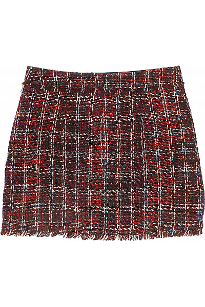 Warehouse Dámská kostkovaná mini sukně červená tvídová s třásněmi Vel. US 10 | Warehouse | obrázek 3