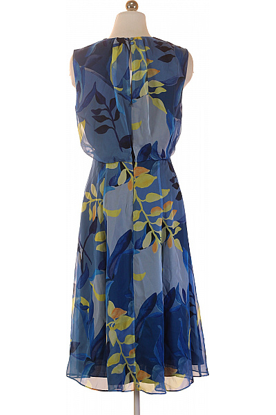modré květované šaty bez rukávů letní volnočasové Vel. 38 | Unimoda | obrázek 2