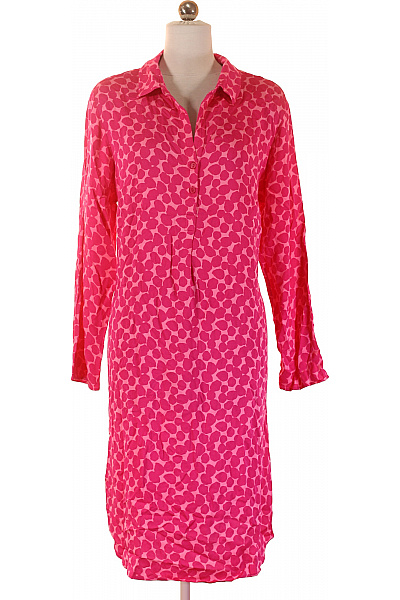 SAMOON Dámské šaty Růžové Puntíkované Košilové S Dlouhým Rukávem Vel. XL