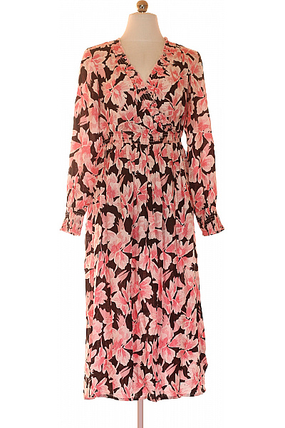 Mama Licious Dámské šaty S Dlouhým Rukávem Květované Midi Velikost M