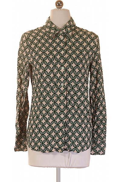 Seidensticker Dámská Viskózová Košile S Dlouhým Rukávem A Potiskem Béžová Vzorovaná Elegantní Velikost 36