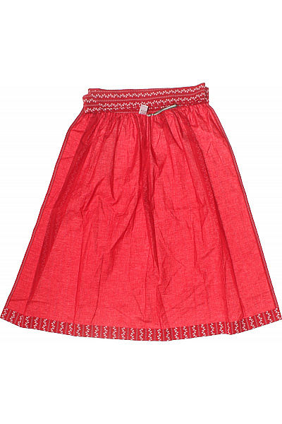 Dámská červená pruhovaná bavlněná sukně midi s výšivkou a gumou v pase Vel. M | Unimoda | obrázek 3