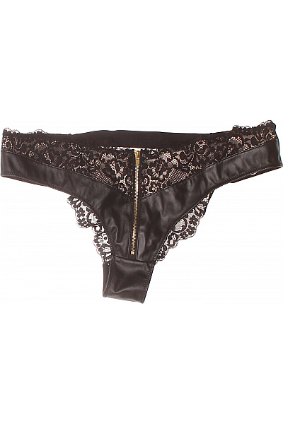 Dámské kalhotky černé krajkové kožené zip Vel. L | Unimoda | obrázek 2