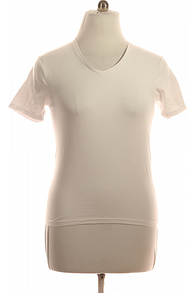 FILA Dámské Bavlněné Bílé Basic Tričko S Krátkým Rukávem V-výstřih Velikost L