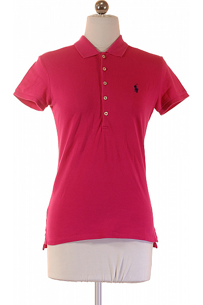 Ralph Lauren Dámské Růžové Polo Tričko S Krátkým Rukávem A Výšivkou Vel. S