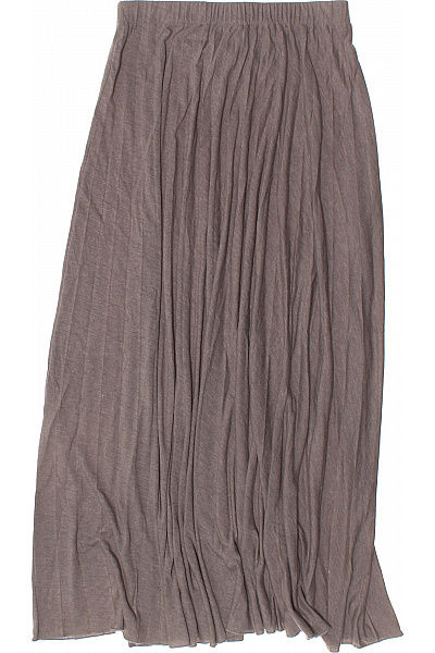 BENETTON Dámská Polyesterová Dlouhá Volná Plisovaná Sukně Hnědá Elastická Vel. XS